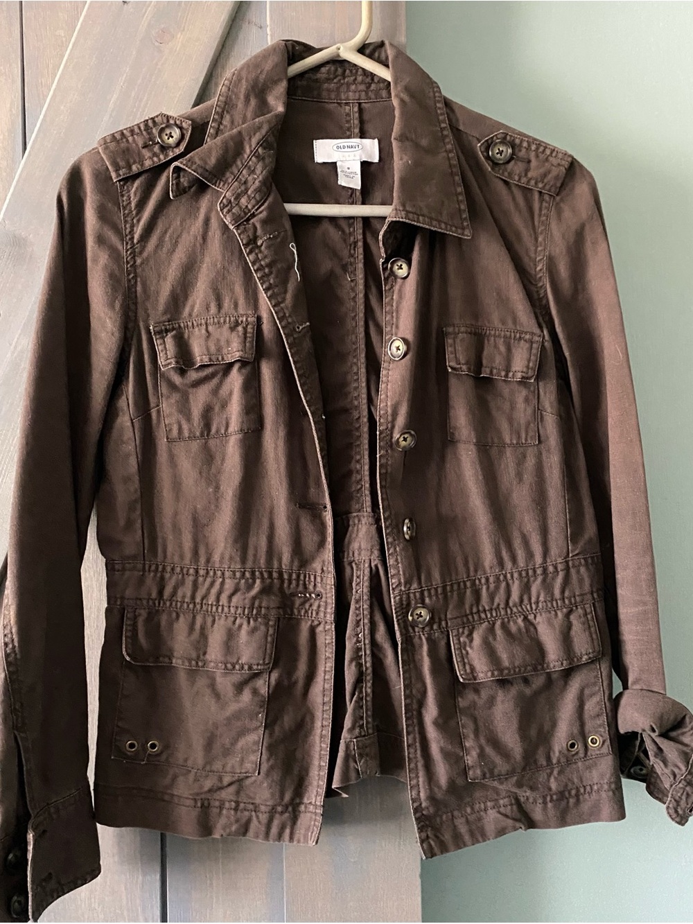 Old Navy Dark Brown Linen-Cotton Shirt Jacket